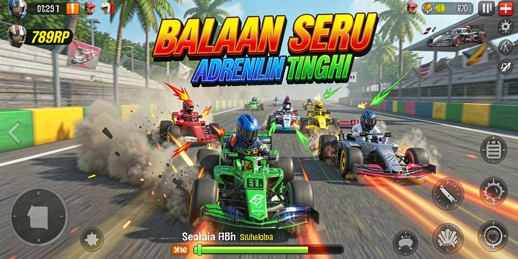 Tampak aksi seru balapan dalam 789RP.