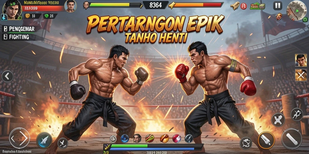 Tampilan gameplay pertarungan seru di 8364 yang mengesankan.
