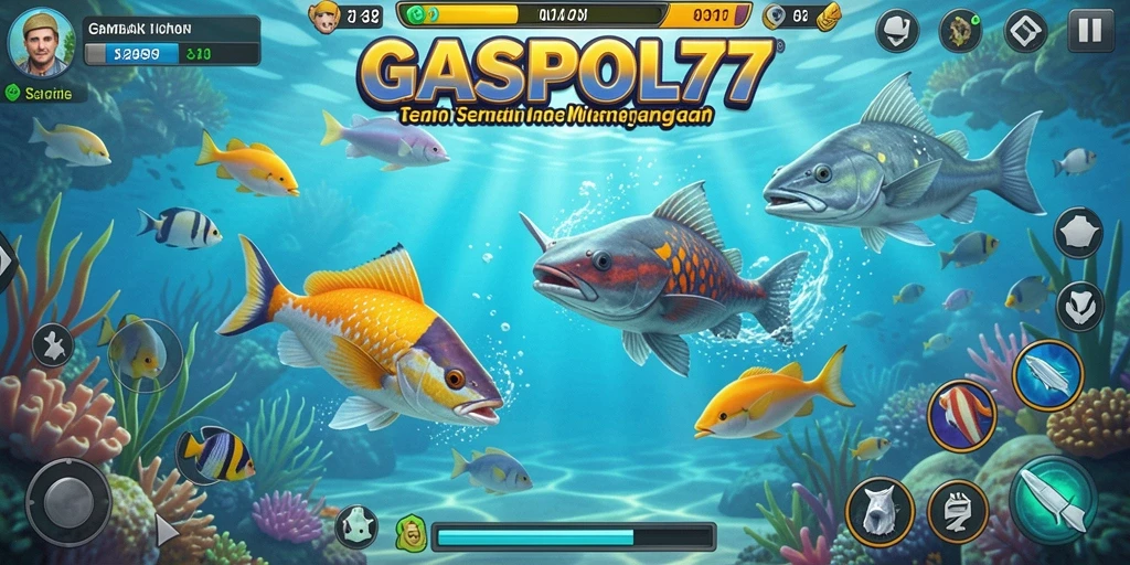 Screenshot GASPOL77 menampilkan pemain yang asyik menangkap ikan.