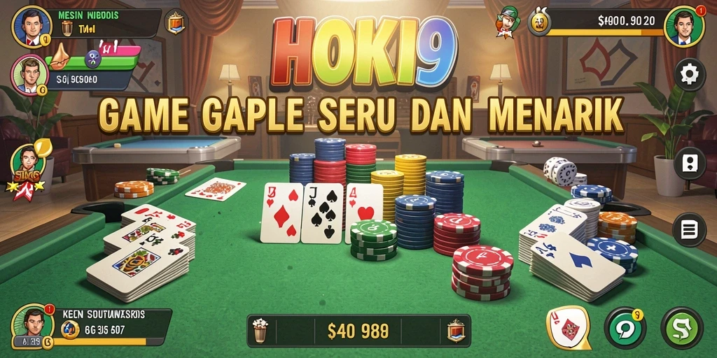 Tampilan gameplay HOKI9 dengan suasana Gaple yang seru.