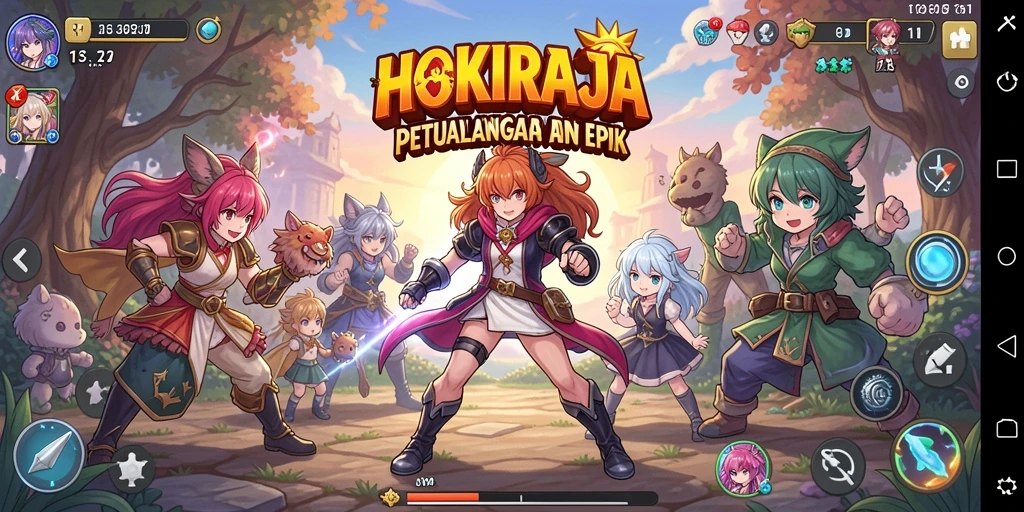 Gameplay HOKIRAJA yang memukau dengan karakter anime ikonik.