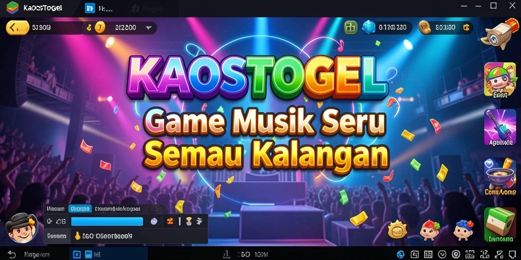 Tampilan gameplay seru dalam KAOSTOGEL dengan beragam lagu.