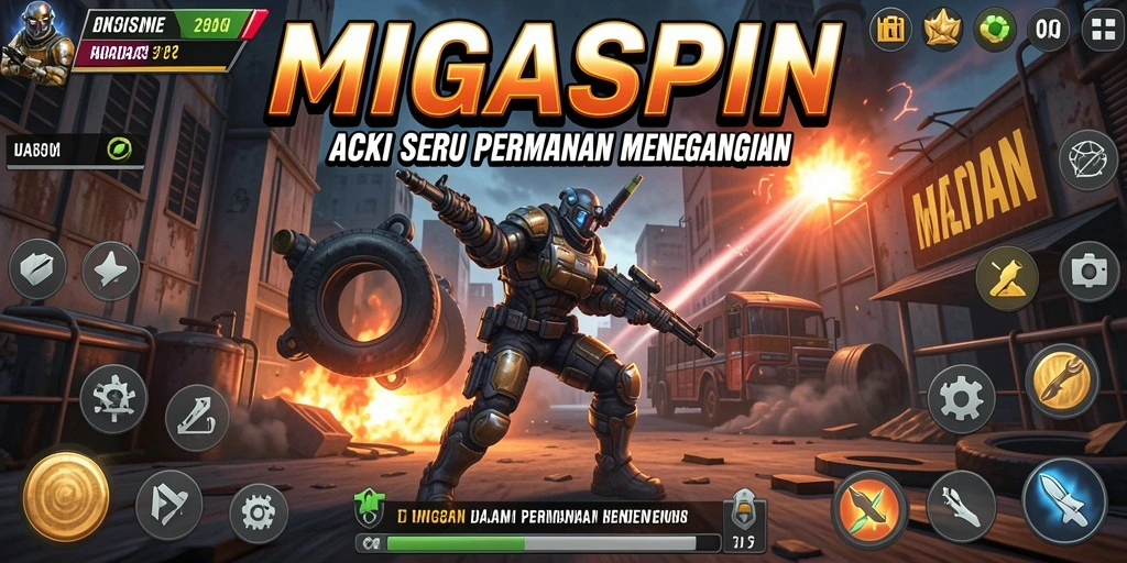 Tampilan gameplay seru dari MIGASPIN yang penuh aksi.