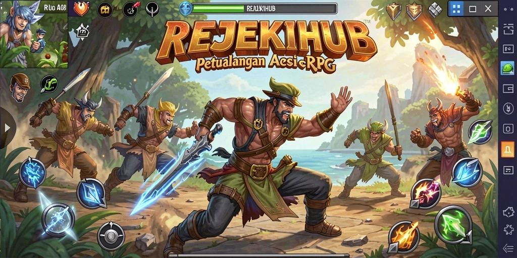 Tampilan gameplay seru dalam REJEKIHUB dengan aksi pertarungan yang mendebarkan.