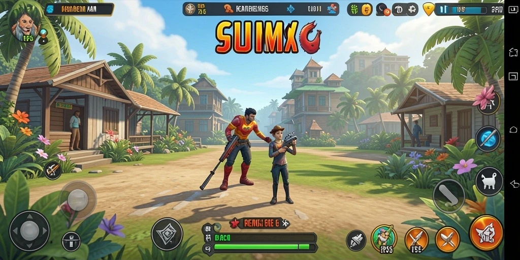 Tangkapan layar utama RP55 menampilkan gameplay seru dan penuh warna.