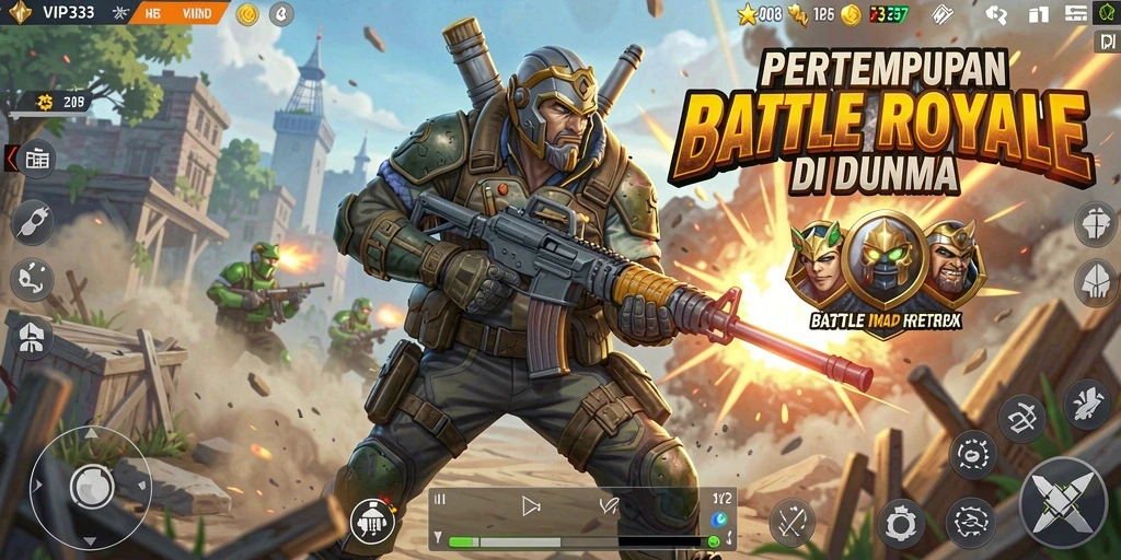 Screenshot menunjukkan intensitas pertarungan dalam game Battle Royale VIP333.