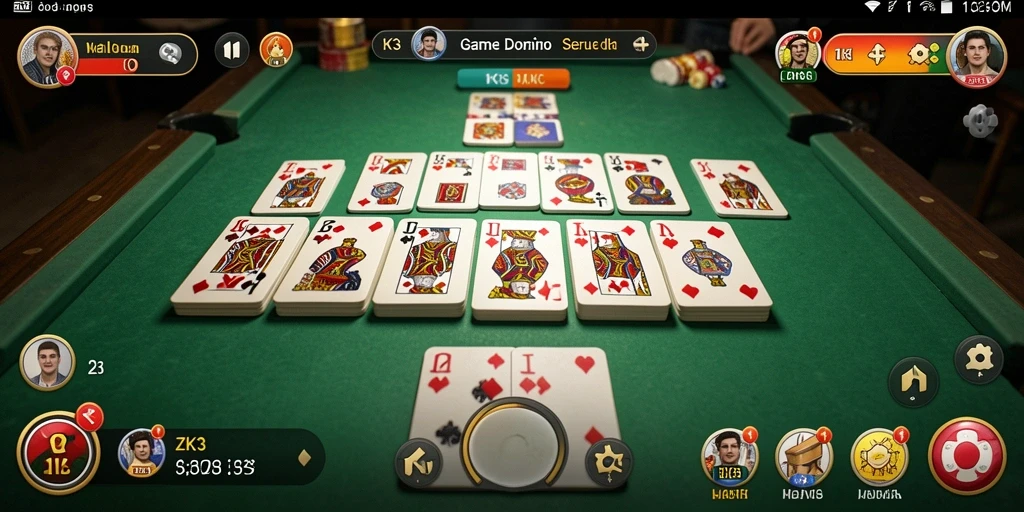 Tampilan gameplay ZK3 dengan pemain sedang bertanding di Domino.
